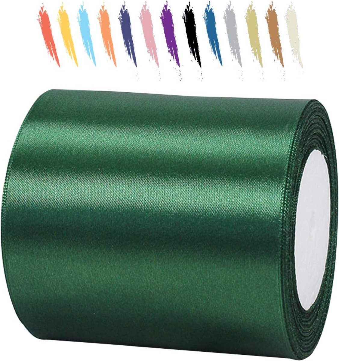 100mm Donkergroen Satijnen Lint,25 Meters Decoratie Zijden Linten,Breed Lint,Cadeaulint,Autolint,voor Feest, Bruiloft, Verjaardag,Valentijn Party