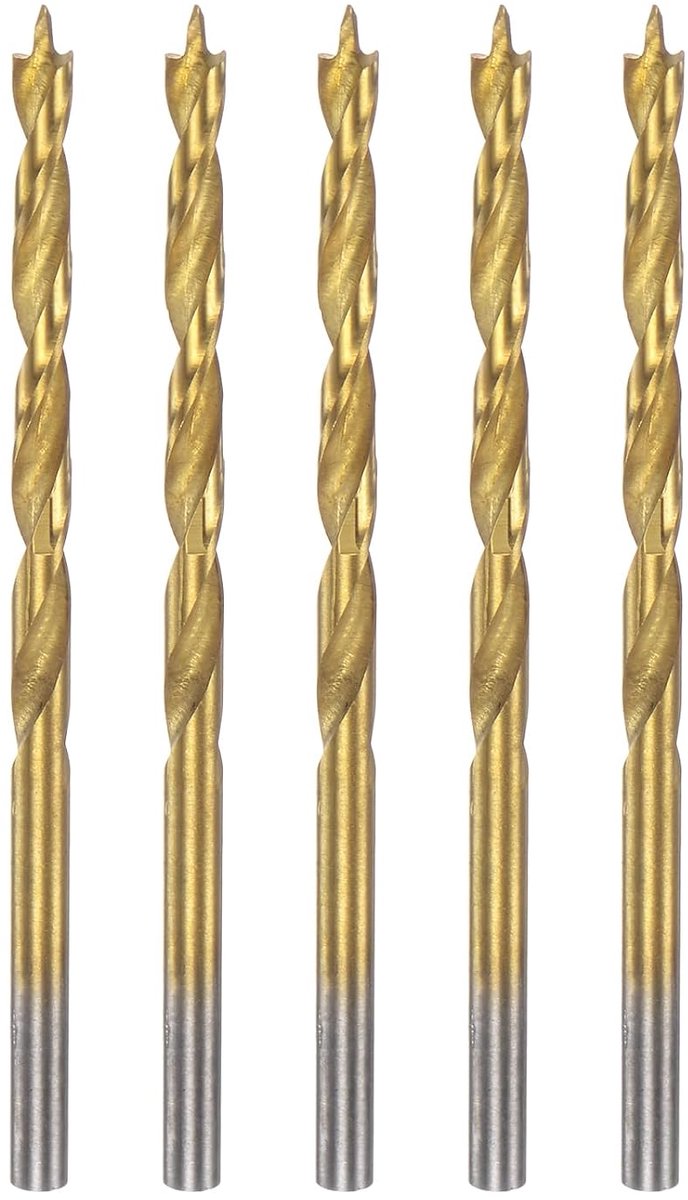 Dia HSS4241 3 mm (1/8 inch) Boorbit Rechte Ronde Metrische Boorbit Brad Tip Spiraal Voor Timmerwerk Houtbewerking Kunststof Rubber, Goud