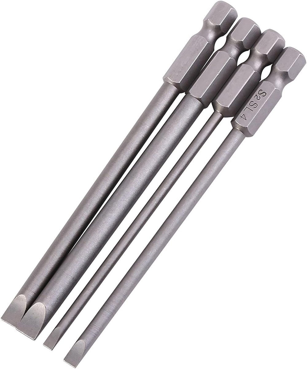 4Pcs 100Mm S2 Legering Staal Schroevendraaier Set Bit Set Hex Schacht 3Mm-6Mm Magnetische Sleuf Schroevendraaiers Bits