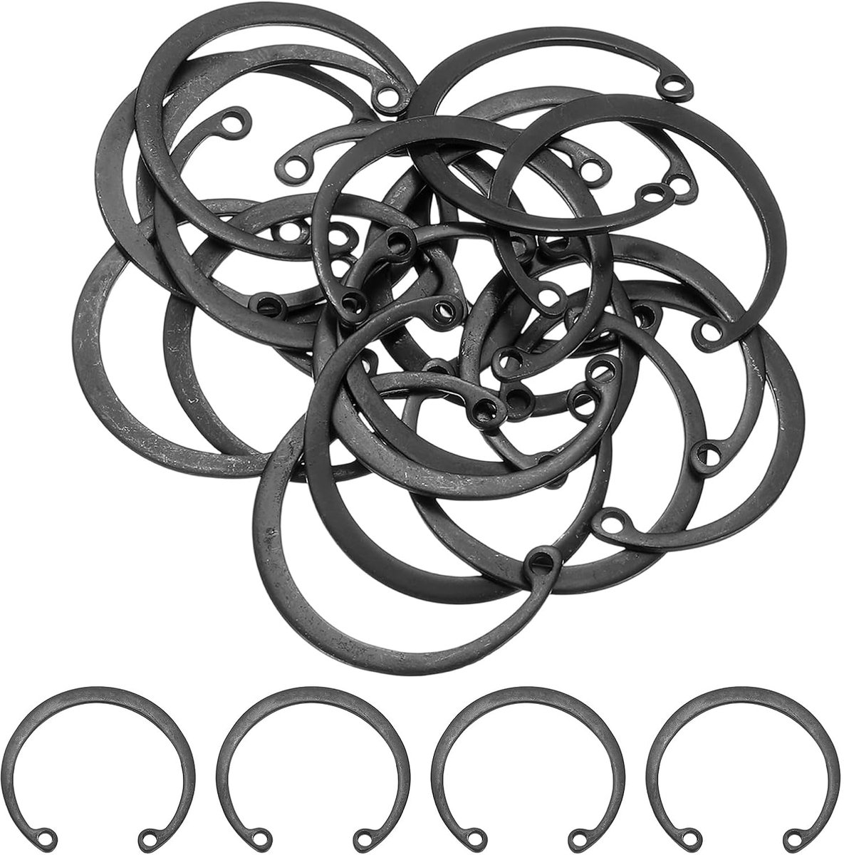20 stuks 1-13/32 inch (36 mm) binnenste borgring circlip, 65 Mn staal veerringen interne snap-ringen C-clips voor assen gekartelde studs, zwart