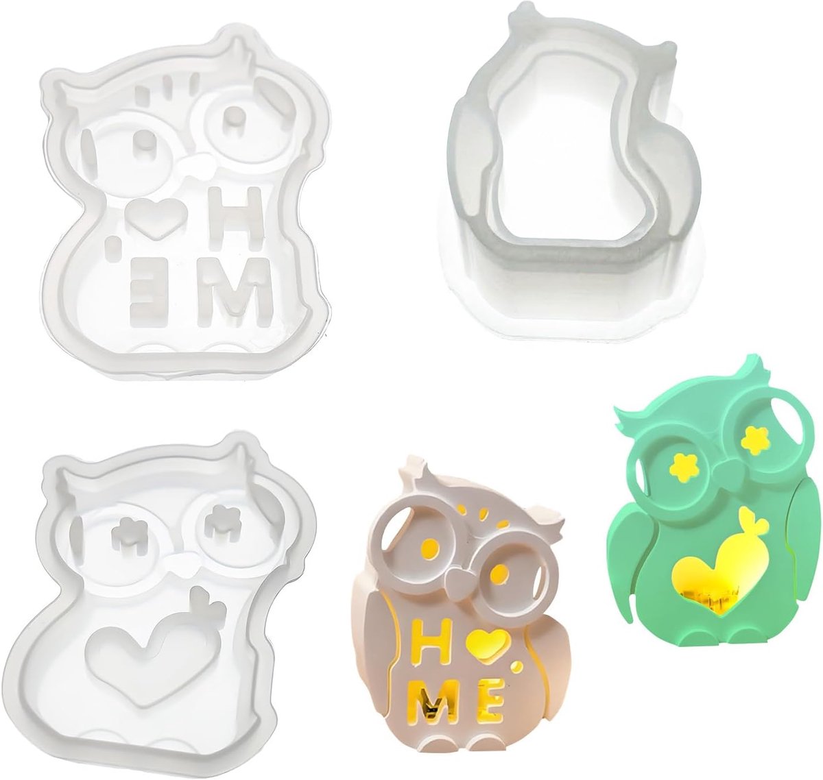 3 stuks siliconen vormen uil gipsvorm voor gieten uil siliconen mal dieren gietvorm herfst Halloween handwerk voor mini led-ballonlichten theelichtjes kaarsenhouder huisdecoratie