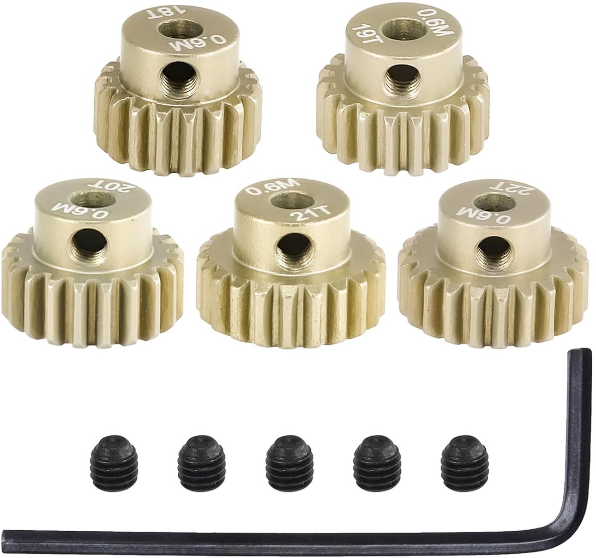 M0.6, 3,175 mm, 18D, 19D, 20D, 21D, 22D voor borstelloze en borstelloze RC 1/10 auto motor