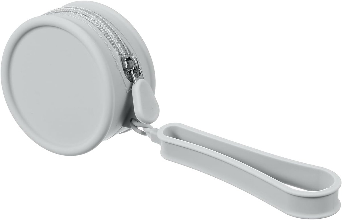 Make-uptas van siliconen, ronde make-uptas, 7,5 cm, waterdichte reistas, organizer voor dames (klein, grijs)