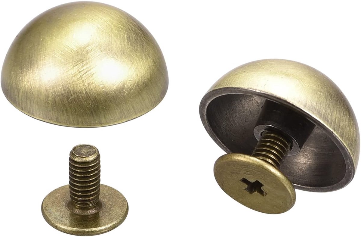 sourcing map 20 sets 15x7,5 mm schroefklinknagels holle ronde kop leren klinknagels brons