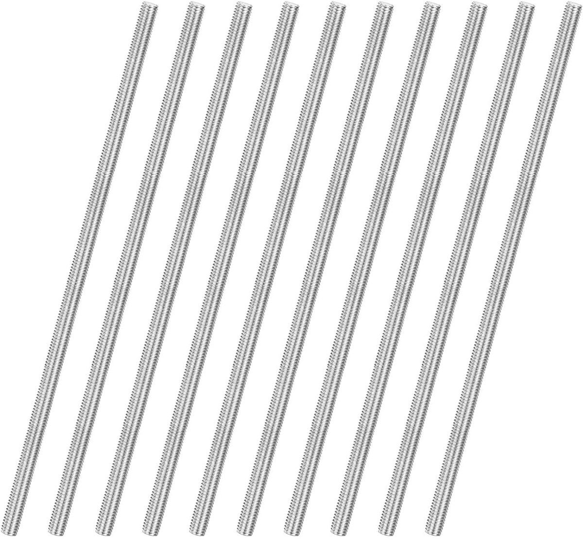 METERXITY 10 stuks volledige schroefdraadstang M6 x 200 mm 304 roestvrij staal rechtse schroefdraad schroefdraad stang voor meubels ankerbouten klemmen U-bout metrische schroefdraad