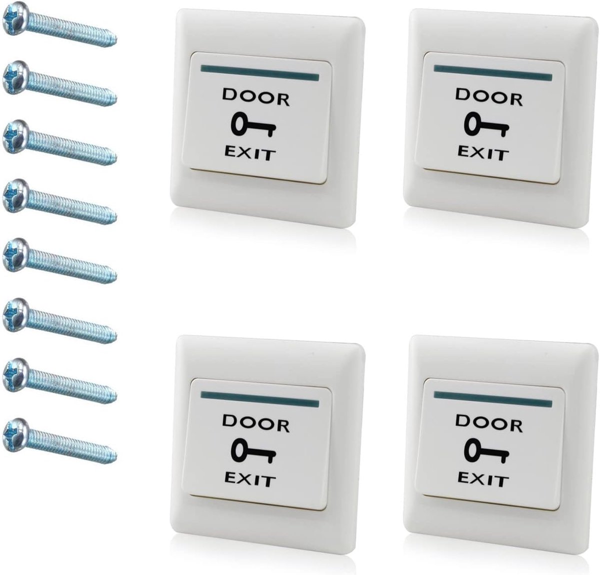 4Stuks Druk om te Vertrekken Knop Vrijgave NO/NC/COM Schakelaarpaneel Deur Toegangscontrole Systeem 86mmx86mm 36V 3A Wit