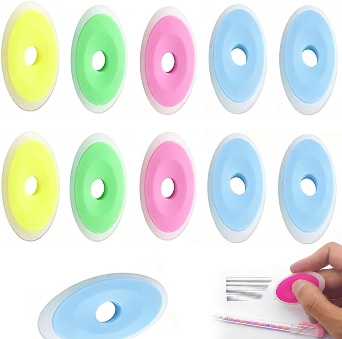 10 stuks gumpen, thermisch uitwisbare inkt, gelpen, meerkleurig, siliconen gum, cadeau voor kinderen, studenten, klein