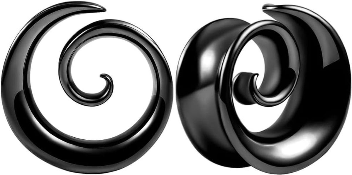 Oor Flesh Tunnel Saddles Plug spiraal roestvrij staal voor uitgerekte expander oorpiercing 8mm tot 25mm