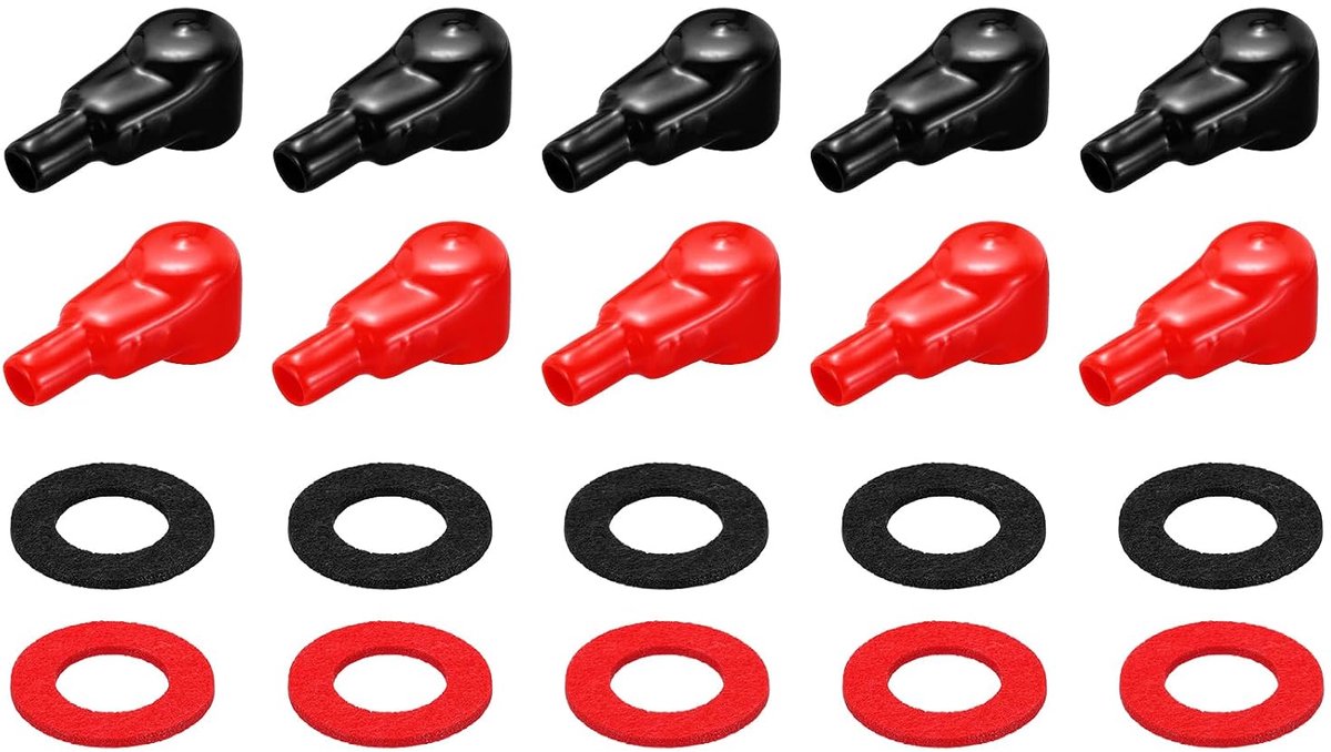 Batterijklemdeksel, 10 stuks vrachtwagenbescherming met sluitringen zwart rood L11-25-65 mm voor auto accessoires vrachtwagen marine boot