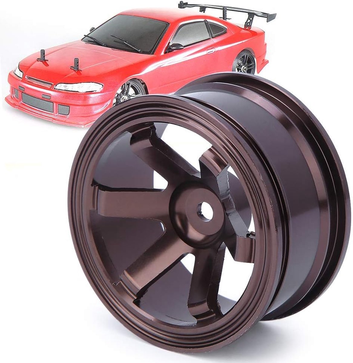RC-wielnaaf, 4 stuks aluminium velgnaven voor universele 1/10 platte hardloopdrift, RC auto (koffiebruin)