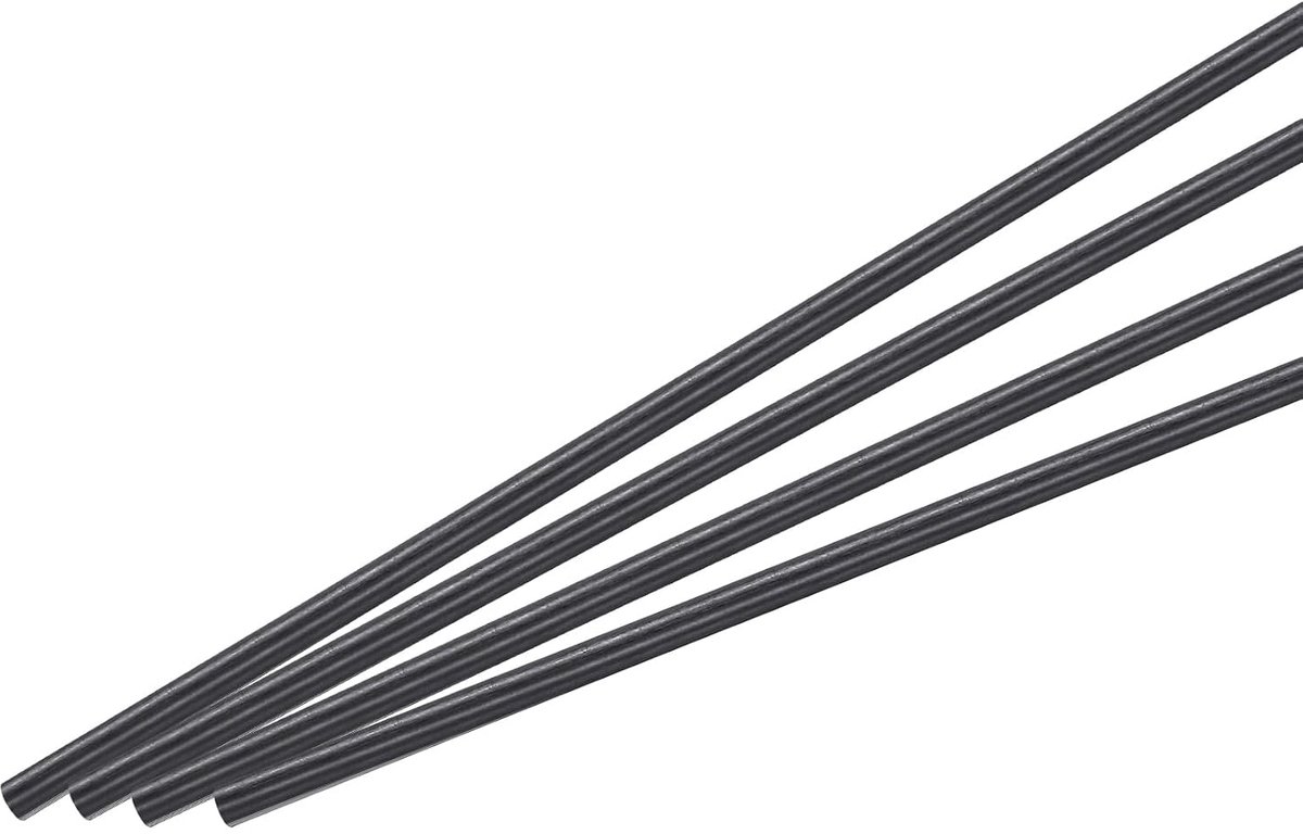 Koolstofvezel Bar, 6 mm x 400 mm Carbon Staaf voor RC Vliegtuig, DIY, Kite Vlieger, Quadcopter Vleugelbuis, Arm Reparatie, Set van 4