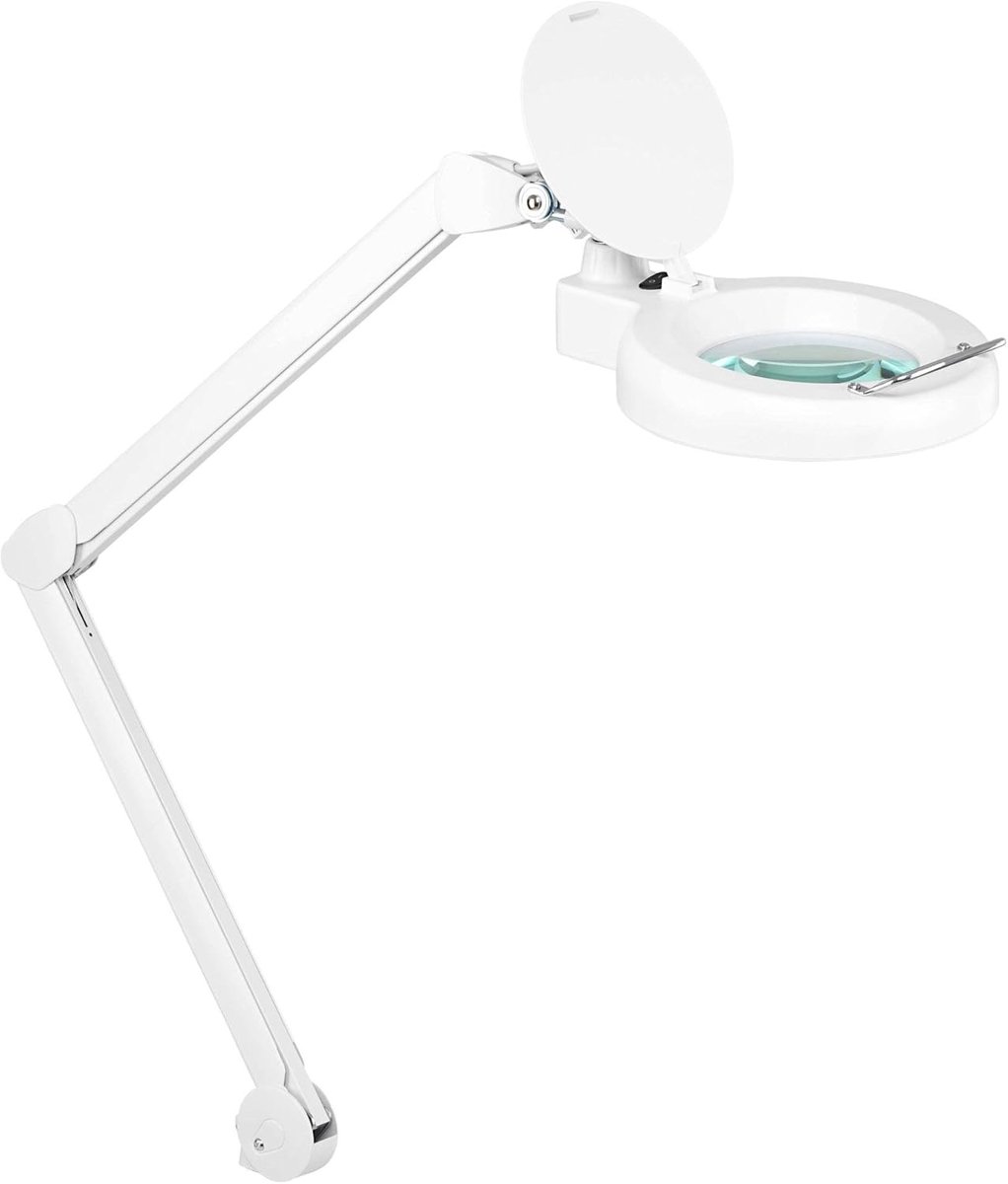 LL-6085 D LED Loepelamp 60 x SMD-LED 8W 5 Dioptrieën, 60 SMD-LEDs | Loepelamp met 60 SMD-LEDs voor gelijkmatige verlichting, Loepglas met 5 dioptrieën vergroting, Robuuste tafelklem, 3 kg, 50Hz