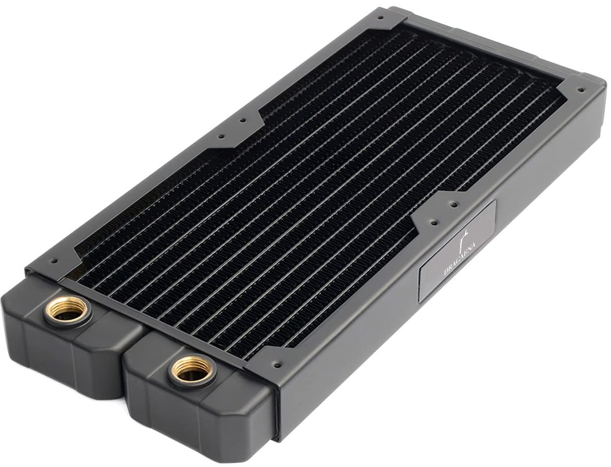 PC-Radiator Koper 240mm Waterkoeling, 28mm, 2 G1/4, Zwart