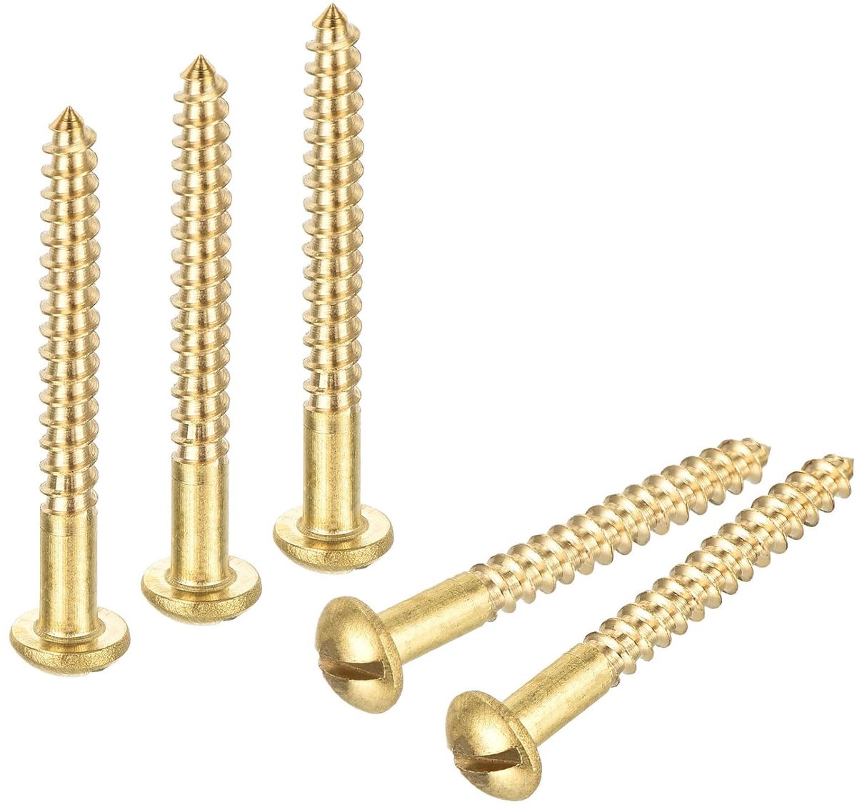 Houten schroeven M3 x 25 mm sleuf ronde kop messing zelftappende schroef 20 stuks