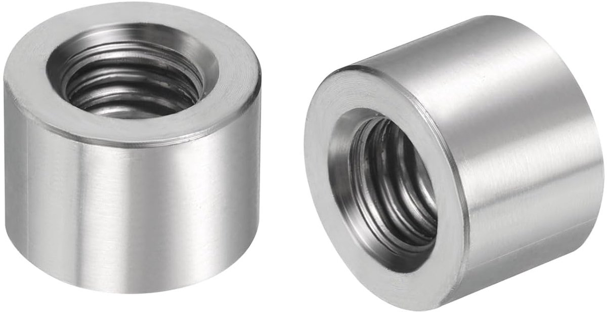 5 stuks M8 ronde aansluitmoeren 304 roestvrij staal koppelingsmoeren 10 mm / 0,39 inch lengte huls staaf staaf bout moer voor houder M8 x 10 x 14 mm