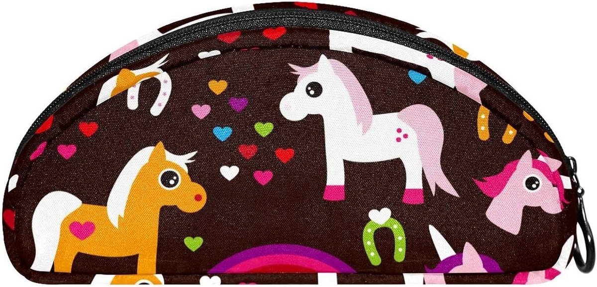 Etui Halve Cirkel - Pennenzak Pouch - Bureau Organisatie - Creatief Ontwerp - 19.5x4x8.8cm - Zwart