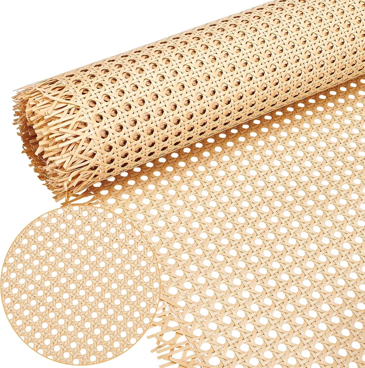 40 cm x 30 m plastic riet singelband, Faux Cane Open Weave Mesh Handgeweven PE Synthetische Rotan Rollen voor DIY Meubeldecoratie Bedden Stoelen Kasten Plafonds Burlywood