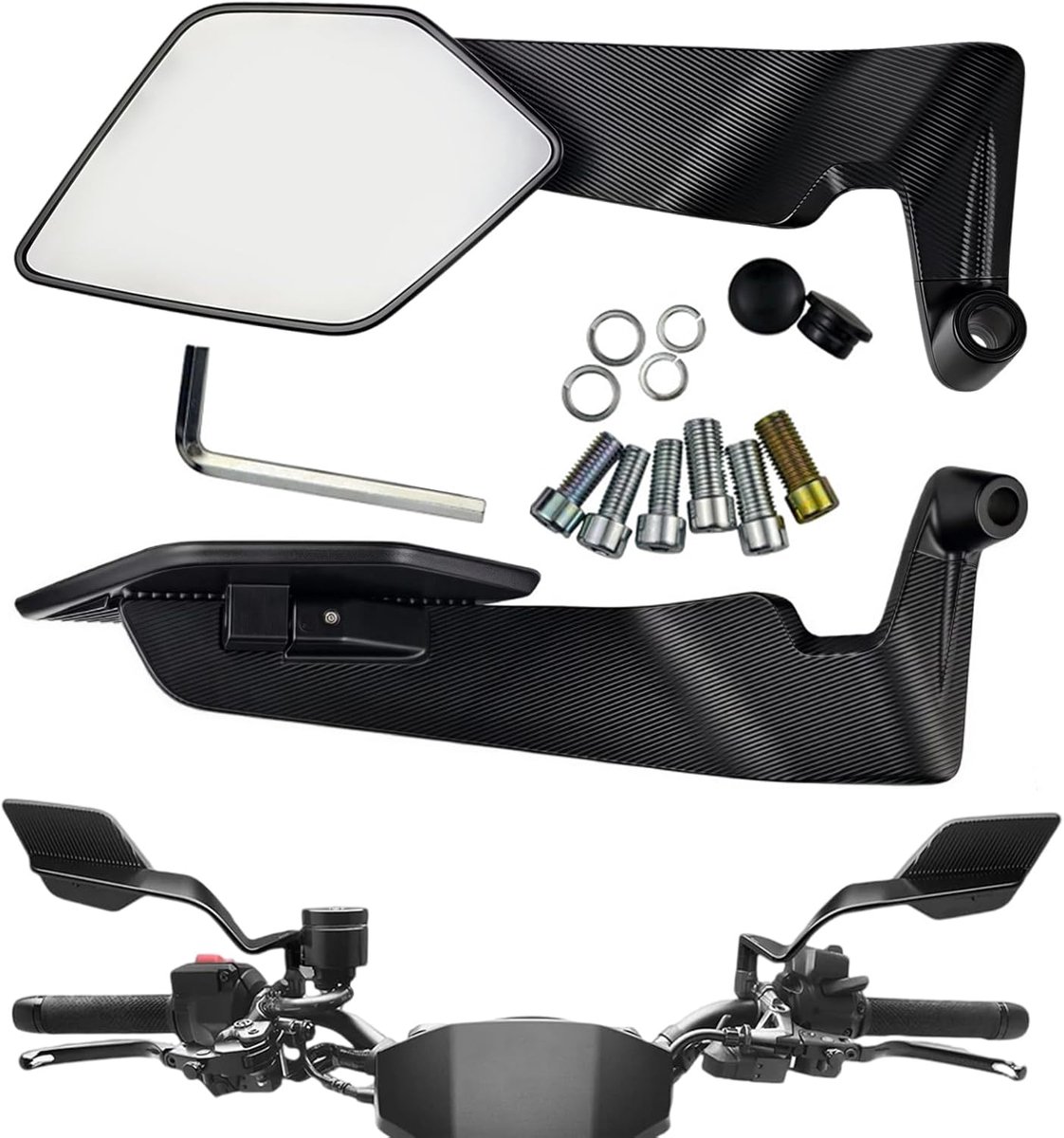 Zijspiegels voor motorfiets, draaibaar, verstelbaar, universeel | Compatibel met Z650 Z900 Z1000 Duke 390 790 1290 X-Max 250 300 MT-07 MT-09 MT-10 CB 650R 1000R