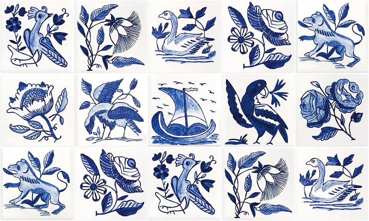 Sticker Waterdichte Sticker Tegels - Zeilboot Roos Vogel - 15 x 15 cm - Pak van 15 Zelfklevende Tegelstickers Gemaakt van Folie - voor Muur Badkamer - Keuken Muur Keuken - Plakbare Tegels