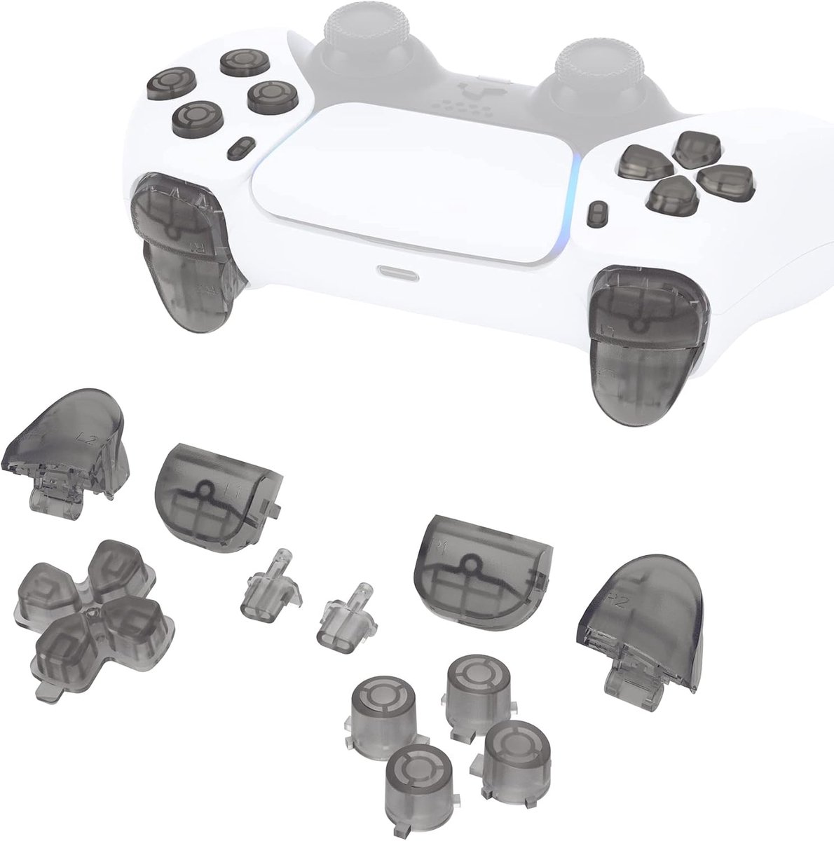 EXtremeRate Knoppen Vervangende voor ps5 Controller BDM-010/020 | met D-pad R1 L1 R2 L2 Triggers Share Opties Gezichtsknoppen voor ps5 Controller,Helder Zwart