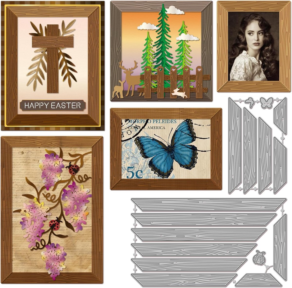 Snijmatrijzen voor Houten Houten Metalen Vlinder Lieveheersbeestje Embossing Sjablonen Voor Scrapbooking Knutselwerk En Papier Kaarten