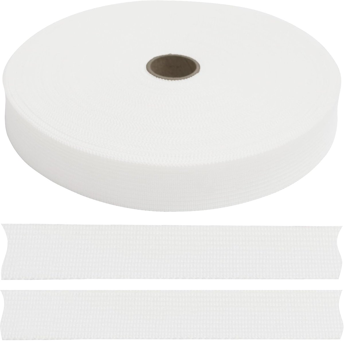 - C77542 - rol ripslint van polyester, 50 meter x 20 mm - kleur wit - kleding kussen dekbedden