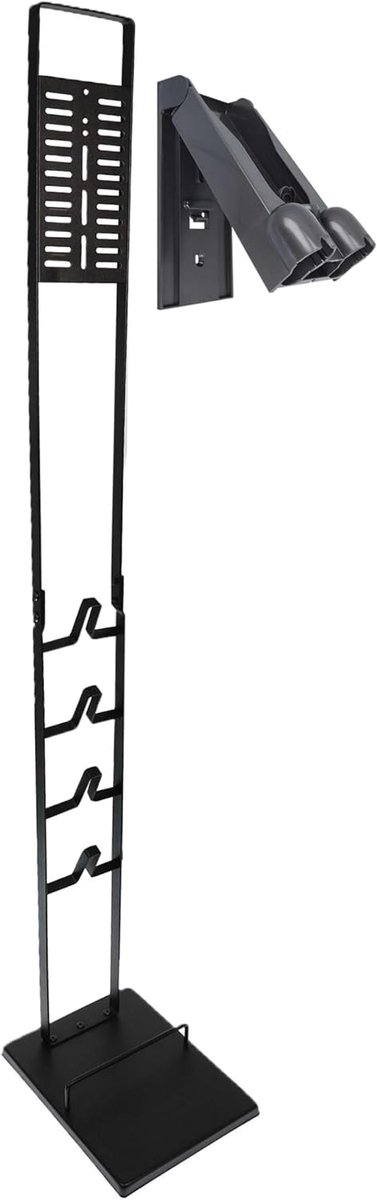 Stofzuiger Houder Set - Accessoirehouder Vloerstandaard - Orde in Huis - Flexibel Wand of Vloer - 127 cm Hoog - Grijs