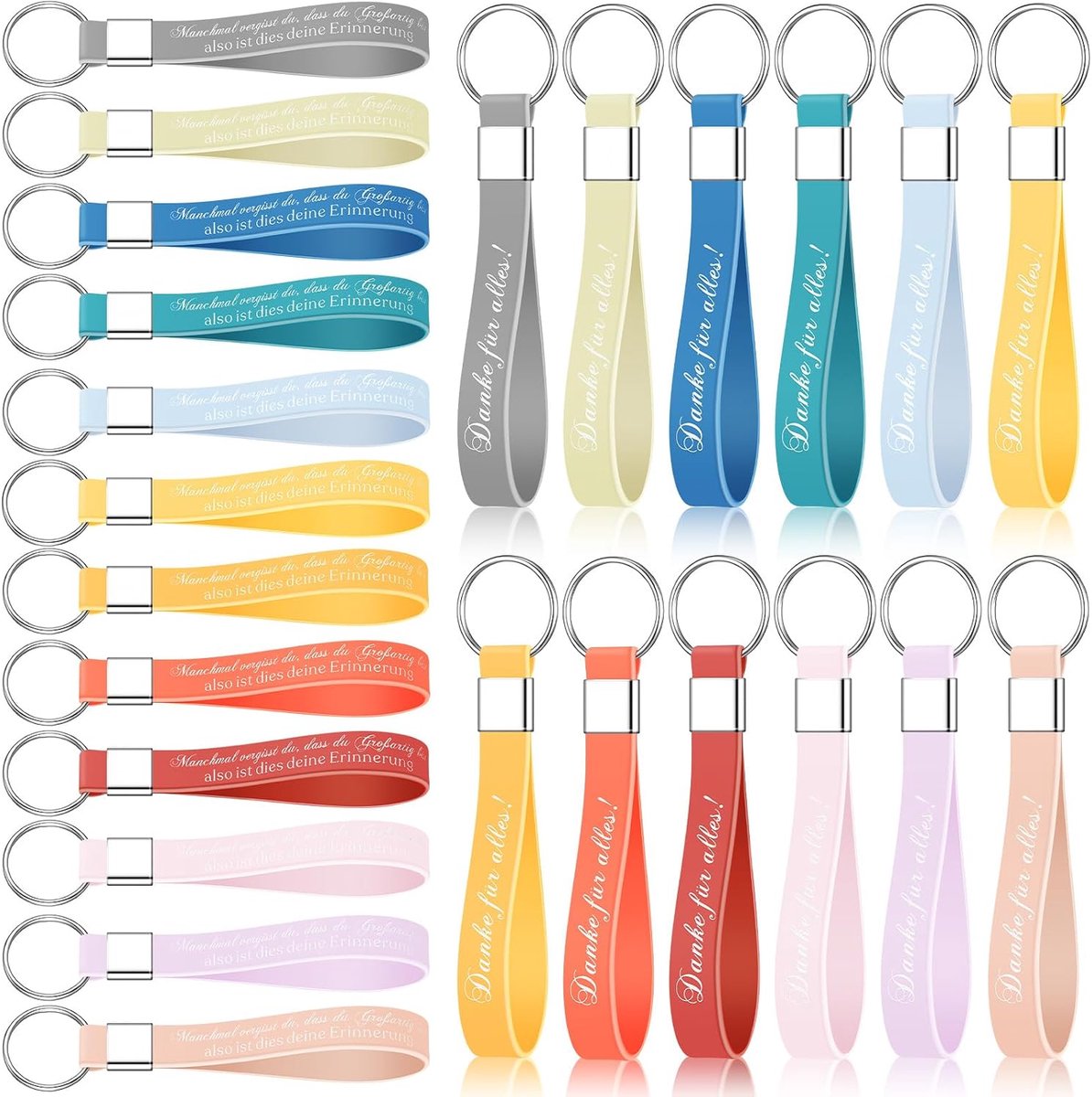 24 siliconen motiverende sleutelhangers voor collega's sleutelhangers bedankt voor alle medewerkers cadeau collega van banenverandering pensioen afscheidscadeau