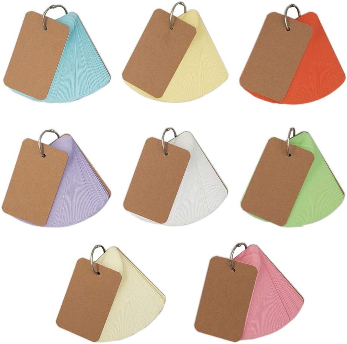 meerkleurige mini-indexkaarten, leerkaarten, notitieblokken, leerkaartzakje, papieren kaarten met ringmemokleuren voor woordjes (8 kleuren in totaal 400 vellen)