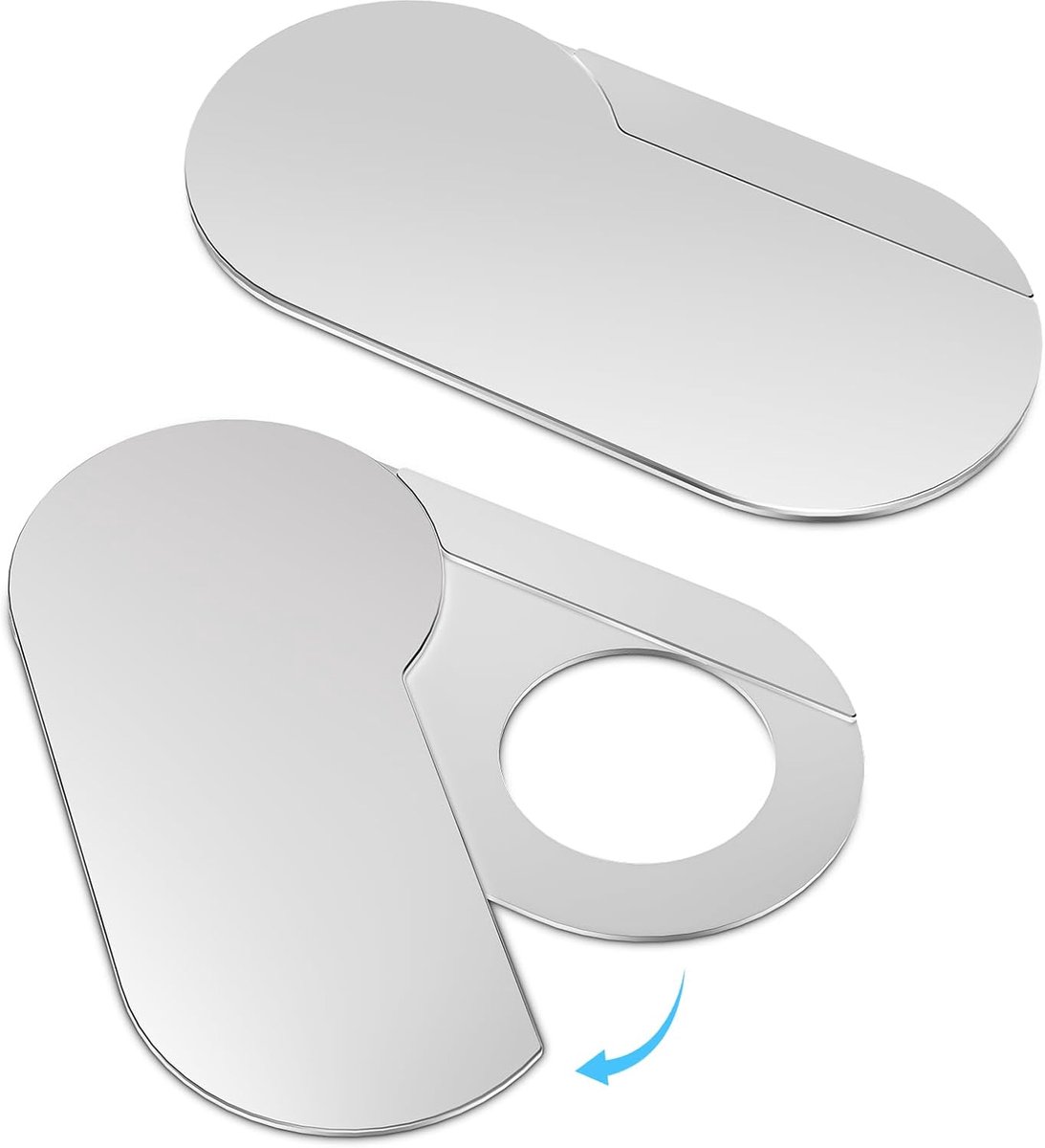 Webcamhoes, duurzame metalen 0 inch ultradunne weblaptop privacycamera-hoezen voor MacBook Air Pro, iPad PC, iPhone Pad Smartphones, Flip Computeraccessoires, 2-pack zilver