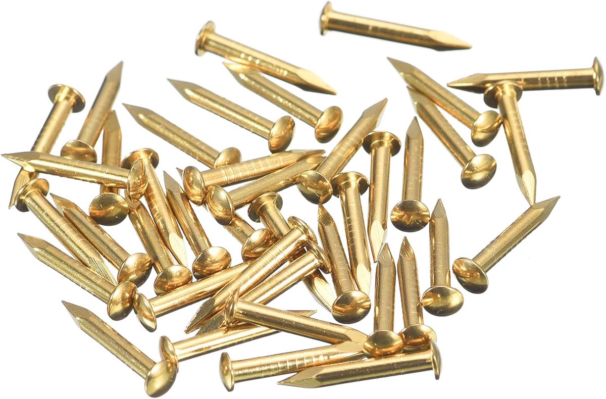 35 stuks kleine kleine nagels 2 x 15 mm (DxL) kleine messing nagels hardware ronde kop messing nagel voor hout doe-het-zelf projecten decoratieve dozen huishouden, messing klei