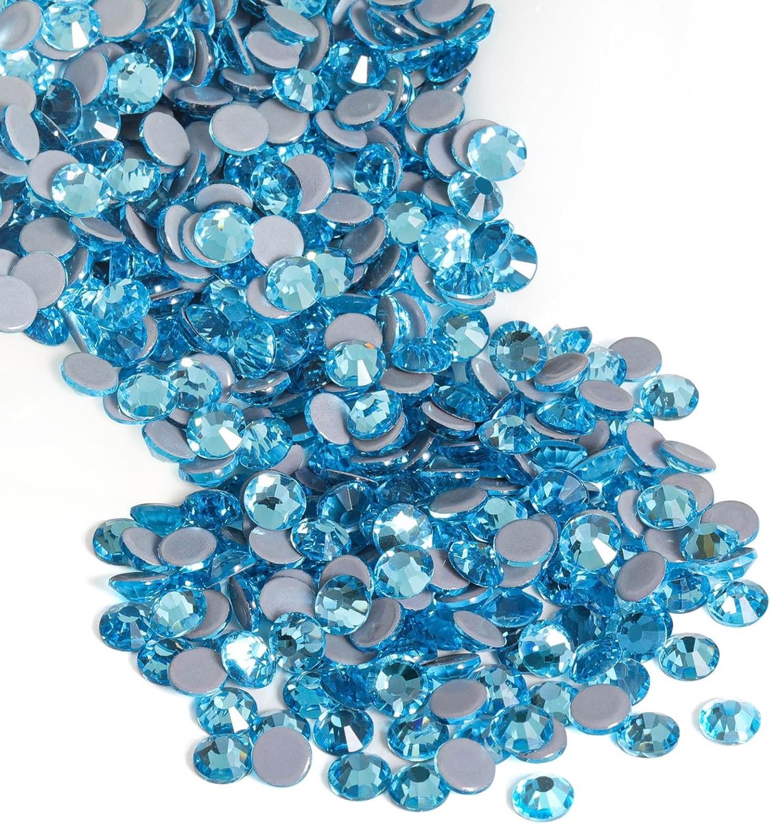 Strassteentjes, hitteefix strass-steentjes om te knutselen, hotfix kristallen ronde edelstenen, aquamarijn, SS30, 6.3-6.5 mm