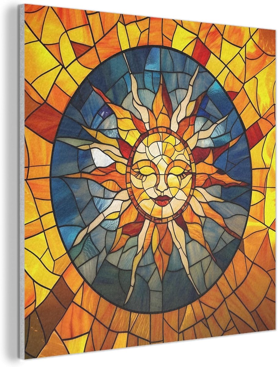 Vilten Wanddecoratie 60x60 cm Kamer Decoratie Woonkamer Slaapkamer Room Decor Wanddeco Felt Wall Art Mozaïek - Zon - Geel - Cirkel