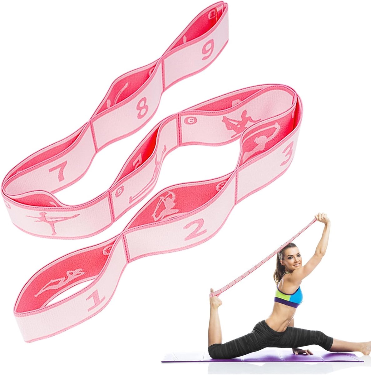 Yogabiem, stretchriem, yogaband, yogariem, yogariem, pilates, dans, training, gymnastiek