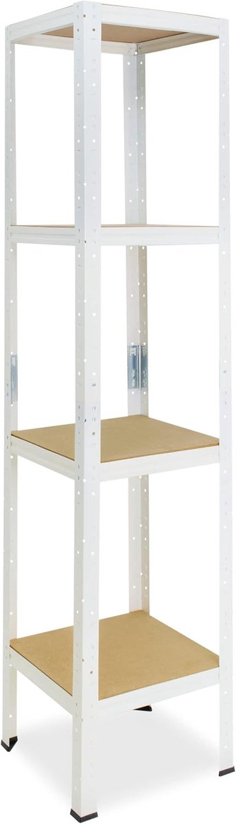 shelfplaza Home 155x30x30cm metalen stellingkast wit: 4x175kg | stellingen Berging stelling Garagekast Metalen opslagstelling Opbergstelling Zware stelling Opslagrek Garage stelling