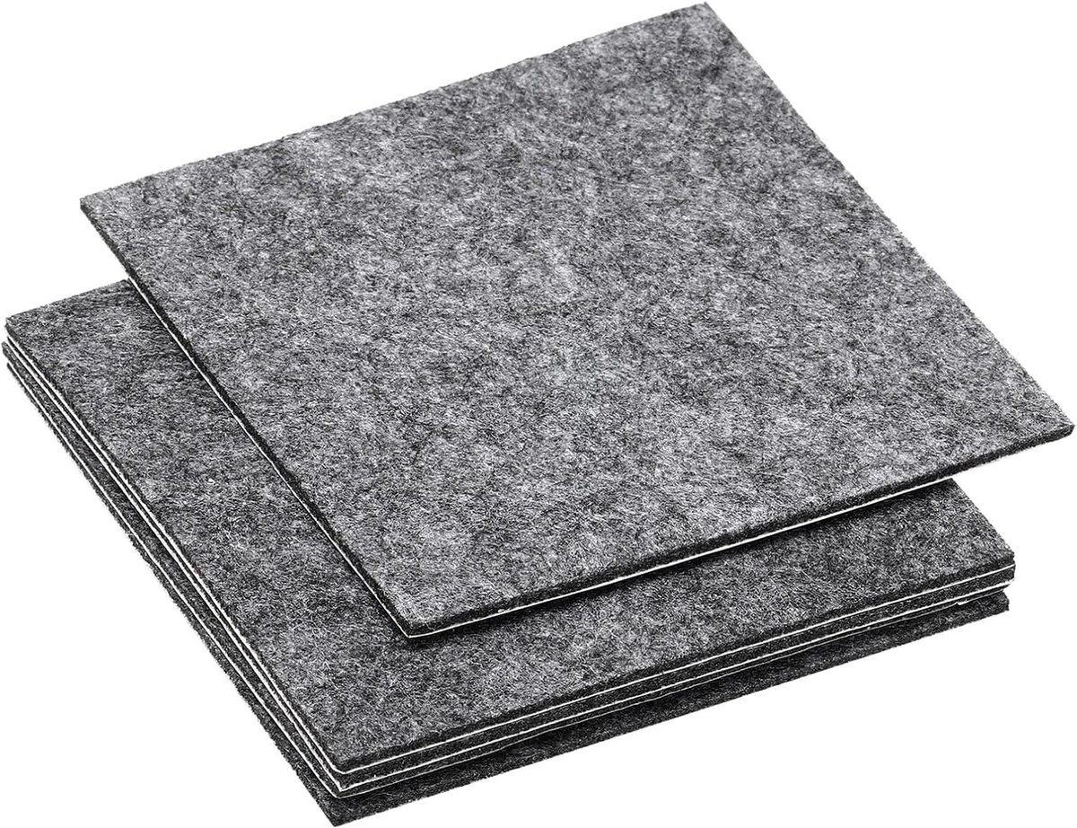 Viltglijders voor meubels, 100 x 100 mm, 5 stuks, 2 mm dik, vierkant, zacht, zelfklevend, antislip, krasbestendig, voor lampen, meubels, knutselen, grijs