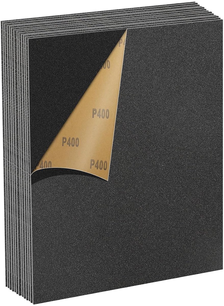 Schuurpapier met korrel 400, 12 stuks, 23 x 28 cm, schuurpapier voor droog en nat polijsten, voor auto, metaal, muren, meubels van hout