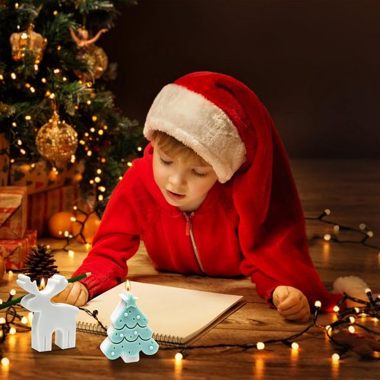 3 vormen voor kerstkaarsen, peperkoek, eland en kerstboom, siliconen vormen voor kerstkaarsen, kerstvormen voor kaarsen, doe-het-zelf kerstdecoratie — afbeelding 4