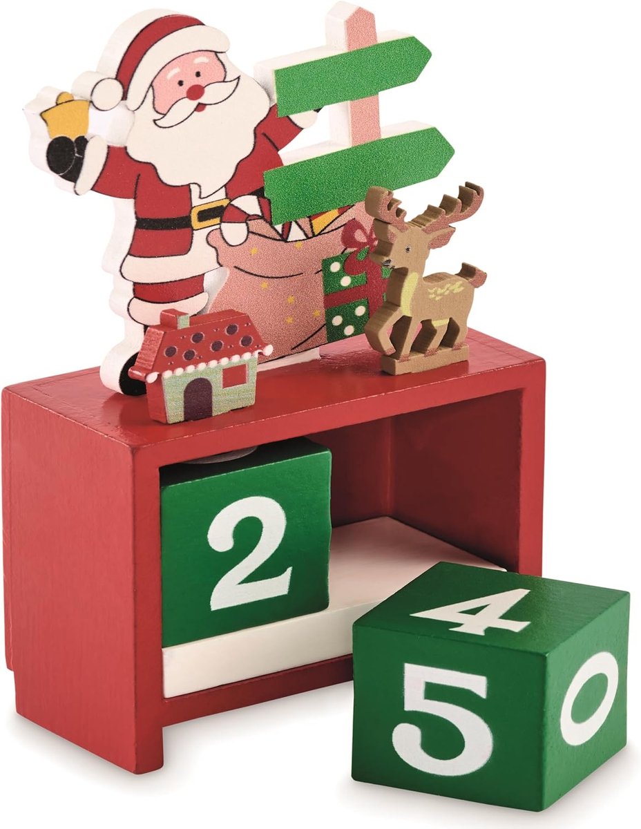 afteltafelkalender van hout – feestelijk beschilderde adventskalender om dagelijks te verplaatsen – Sinterklaas & Christmas Design – duurzame decoratie voor de kersttijd