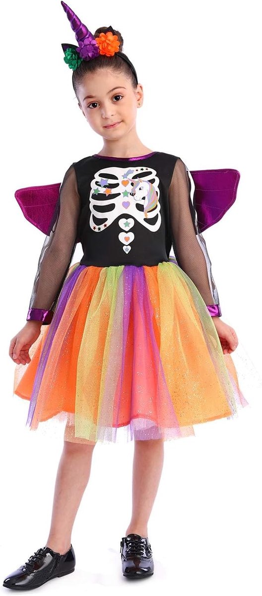 Party Meisjes Halloween heks kostuum, Deluxe schattige neon kleurrijke heks fancy aankleden kostuums
