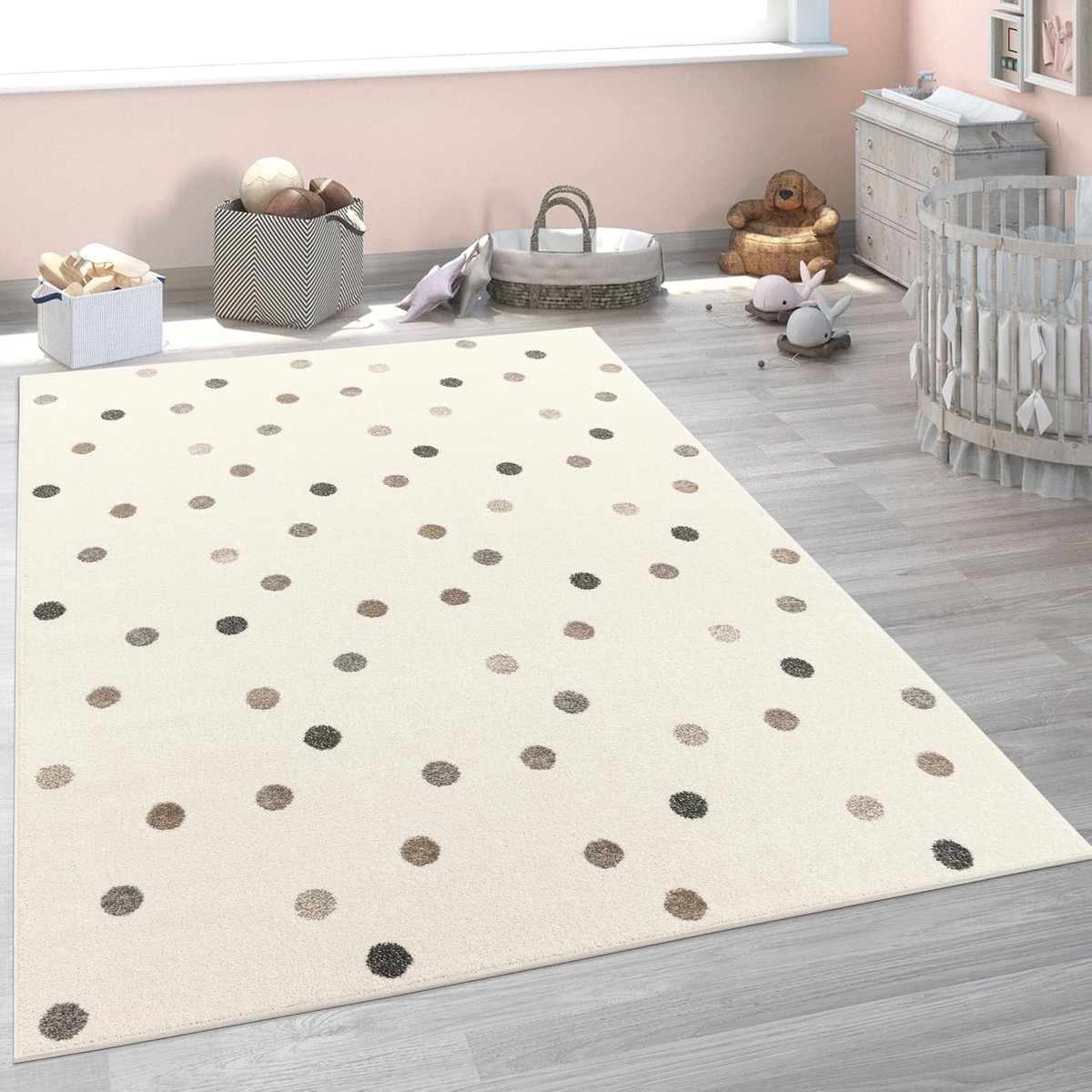 Home Kindertapijt Vloerkleed voor de kinderkamer Vloerkleed Kinderkamer Meisjes Jongens Verschillende Motieven En Formaten, Maat:Ø 200 cm rondje, Kleur:Beige 3