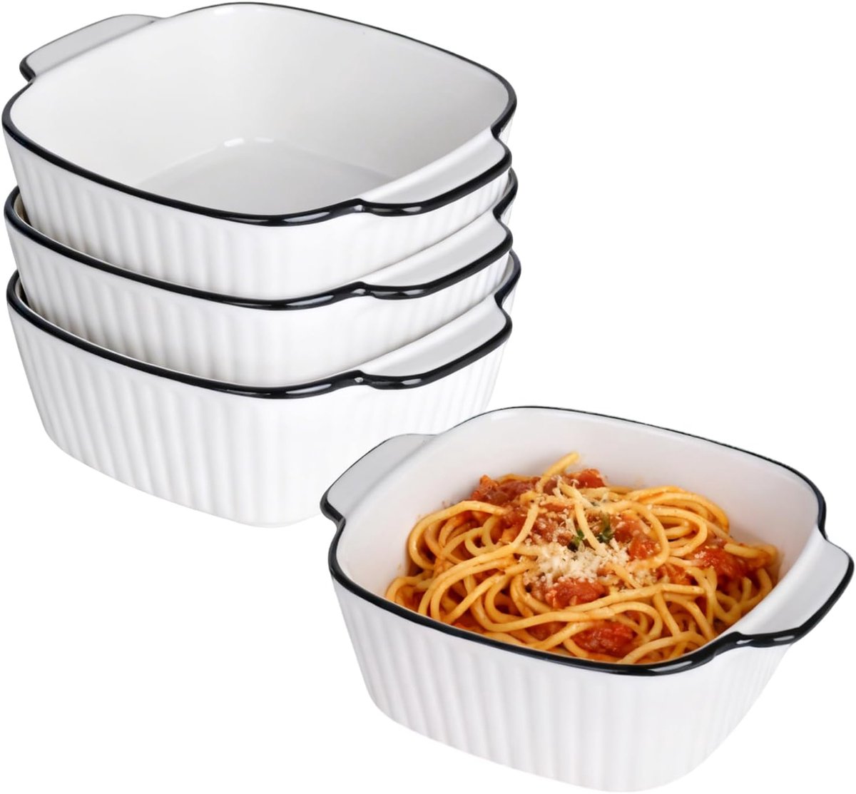 Bakvormen set van 4-400 ml vierkante lasagneschotel voor heteluchtfriteuse, bakschotel, taartgerechten voor oven - klein voor lasagne, tiramisu, bakvorm