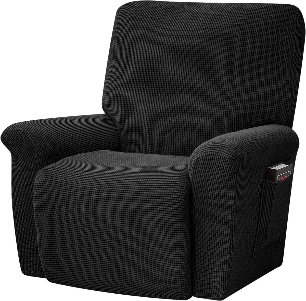 Recliner Hoes 4-delig - Elastische Zwarte Stoelhoes - Met Zijvak voor Accessoires - SnelShoppen