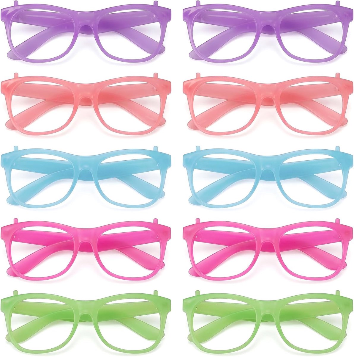 lichtgevende brillen 10 paar - fluorescerend - 5 kleuren - feestaccessoires voor kinderen - SnelShoppen