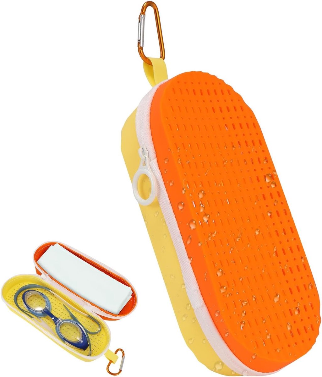 Beschermhoes voor zwembril - waterdicht met afvoergat - draagbaar met karabiner - SnelShoppen