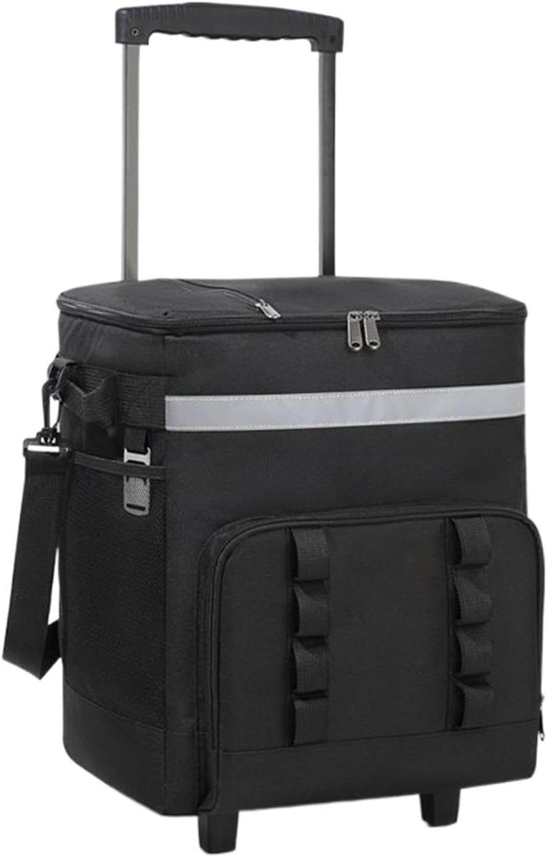 Koeltas met wielen - Koelbox trolley - Boodschappen vervoeren - Waterdichte coating - 35 liter - Zwart