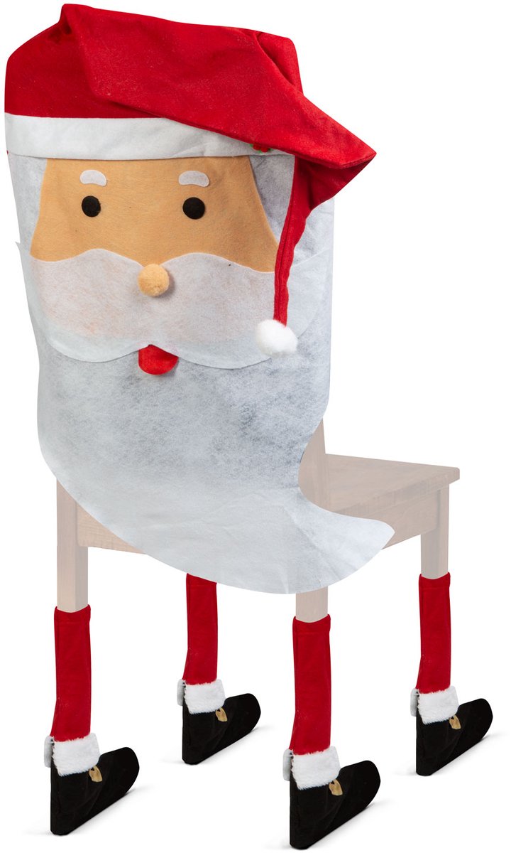 Kerst Stoelhoes decoratieset - Kerstman - 47 x 75 cm - rood/wit 1 Stuks [58736A]