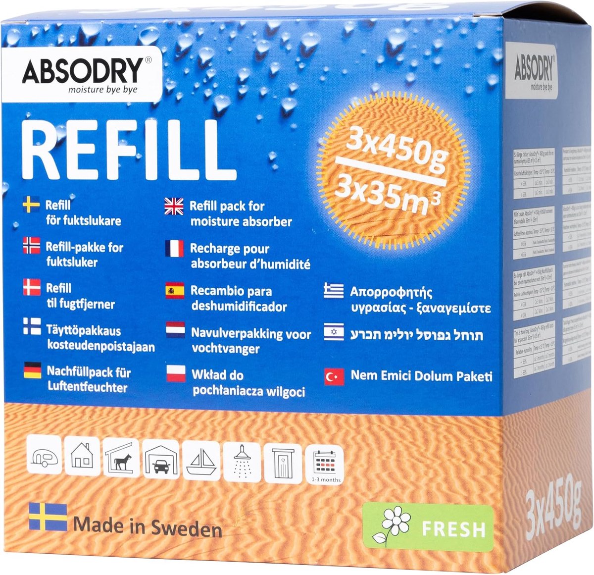 Vochtabsorber - Navulling Fresh Scent 450g - Set van 3 - Ideaal voor vochtbestrijding - ShopVlot