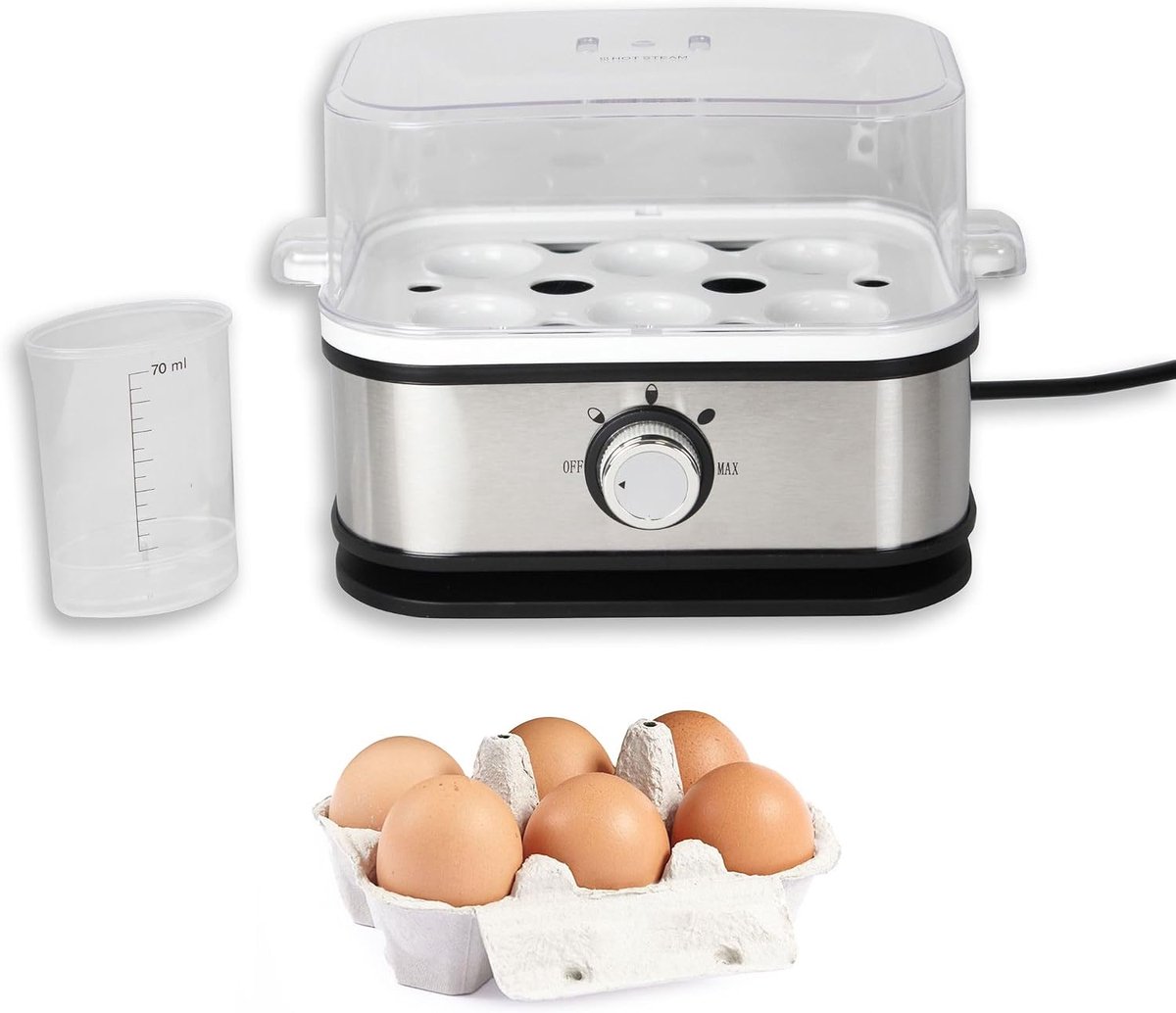 Eierkoker 210W - RVS - 3 kookinstellingen - Perfecte eieren in een handomdraai - ShopVlot