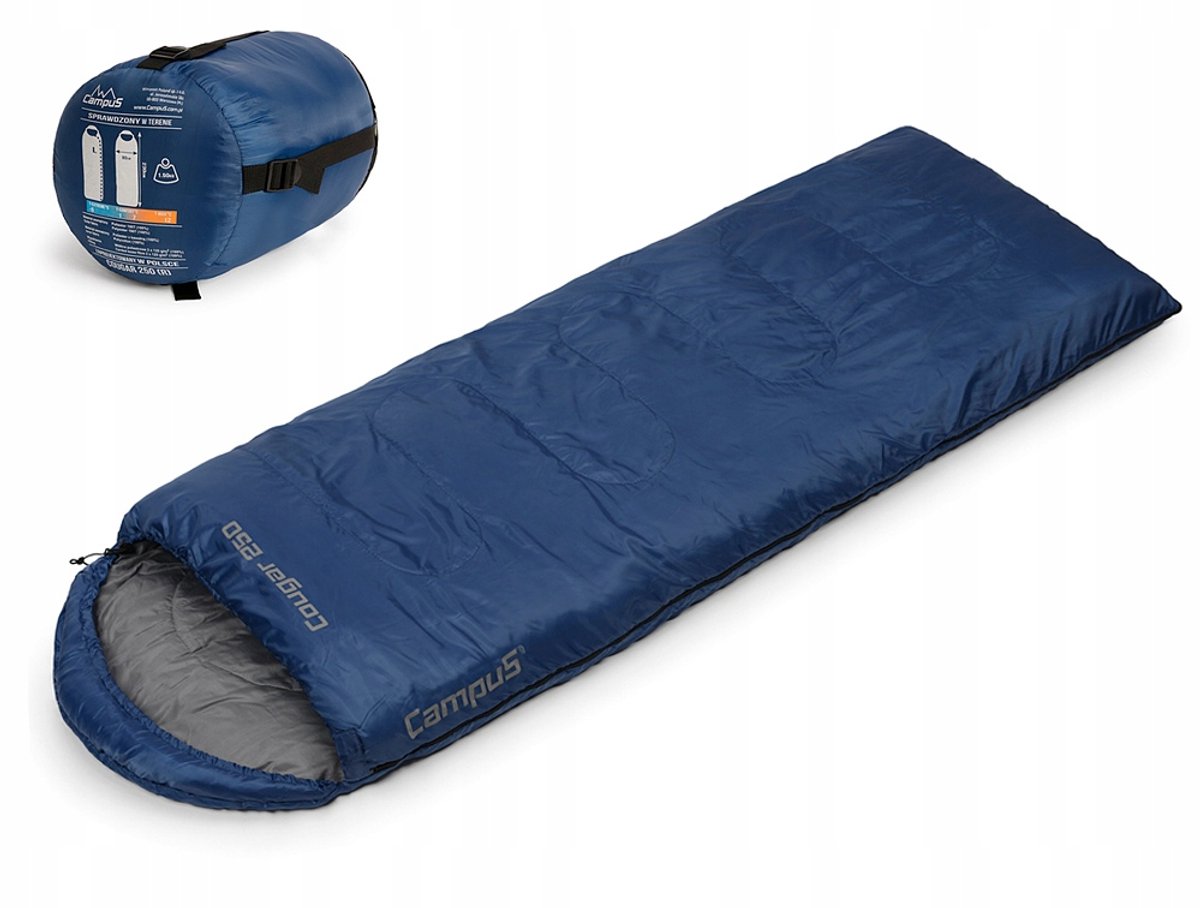 Campus Cougar 250 Slaapzak - 2-in-1, -5°C, Navy, Linkse Rits